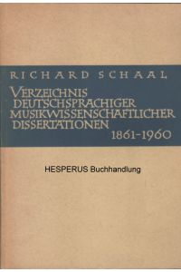 Verzeichnis deutschsprachiger musikwissenschaftlicher Dissertationen