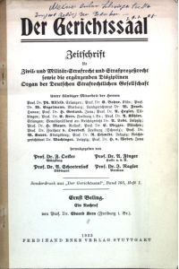 Ernst Beling: Ein Nachruf.   - Sonderdruck aus: Der Gerichtssaal, Band 103, Heft 1;