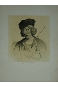 Portrait. Bildnis in Brustfigur. Getönte Lithographie von Jean-Baptist Mauzaisse