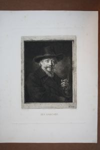 Der Raucher, Radierung 1898 von L. Friedrich nach C. Bertling, Blattgröße: 40, 8 x 30, 5 cm, reine Bildgröße: 29, 5 x 23 cm.