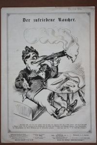Der zufriedene Raucher, großformatiger Holzstich 1876, Blattgröße: 40 x 27, 7 cm, reine Bildgröße: 35 x 24, 5 cm.