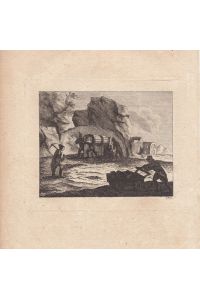 Eingang zur Mine, Kupferstich um 1776 mit dazugehörigem Text, Blattgröße: 25 x 19 cm, reine Bildgröße: 10 x 12, 5 cm.