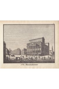 139. Mansionhouse, schöner Kupferstich um 1800 mit Figurenstaffage und Blick auf das Gebäude, Blattgröße: 16 x 19, 5 cm, reine Bildgröße: 13, 5 x 16, 8 cm.