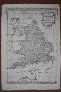 A New And Correct Map Of England and Wales From The Latest and Best Improvements, detaillierter Kupferstich um 1770, Flyn sculp, Blattgröße: 37, 5 x 26 cm, reine Bildgröße: 33, 5 x 22, 5 cm.