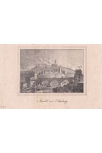 Ansicht von Edinburg, Stahlstich 1829 mit Blick auf die Stadt, Blattgröße: 16 x 24, 8 cm, reine Bildgröße: 14 x 16, 7 cm.