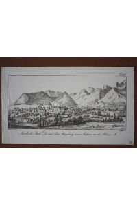 Ansicht der Stadt Die und ihrer Umgebung unweit Valence an der Rhone, Lithographie um 1820 gedruckt bei I. Siedler, Blattgröße: 20 x 34, 5 cm, reine Bildgröße: 16, 2 x 31 cm.