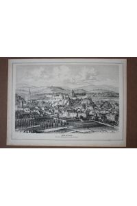 Ansicht von Lourdes, Holzstich um 1876 nach einer Photographie auf Holz übertragen, Blattgröße: 22, 2 x 30, 5 cm, reine Bildgröße: 19, 8 x 28, 5 cm.