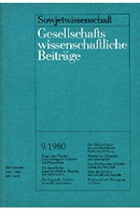 Sowjetwissenschaft. Gesellschaftswissenschaftliche Beiträge 9/1980