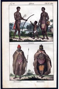 - Hottentots Khoikhoi costumes Africa handcolored litho