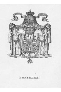 - Dänemark Denmark Wappen Genealogie genealogy Lithographie lithography