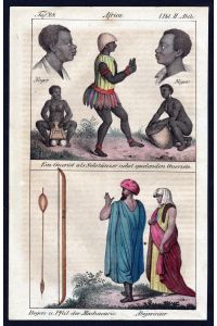 - griot music costumes Abyssinia Africa handcolored litho