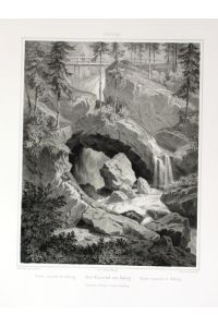 Golling an der Salzach Wasserfall Salzburg Lithographie Pezolt