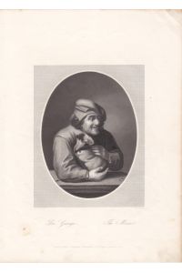 Der Geizige, The Miser, Stahlstich um 1850 von W. French nach Adriaen Brouwer (1605-1638), Blattgröße: 28, 5 x 20, 5 cm, reine Bildgröße: 18 x 12, 5 cm.