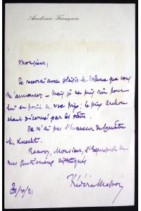 autograph letter with signature / eigenhändiger Brief mit Unterschrift vom 31. 10. 1921