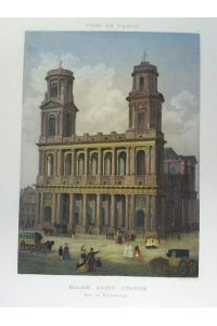 Église Saint Sulpice. Prise au Daguerreotype - Colorierter Stahlstich, nach einer Daguerreotypie
