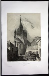 Eglise de Fresnay-le-Vicomte - Mamers Sarthe Frankreich France Lithographie