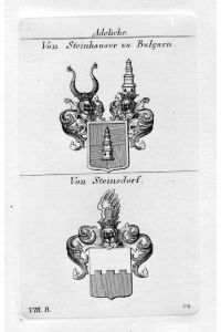 Steinhauser Bulgarn / Steinsdorf - Wappen Adel coat of arms heraldry Heraldik Kupferstich