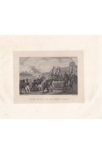 Champ de mai de Napoleon, Bonaparte (1769 - 1821), Kaiser, Frankreich, Stahlstich um 1830 mit schönem breiten Bildrand, Blattgröße: 22 x 30 cm, reine Bildgröße: 11 x 15 cm.