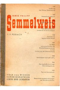 Ignaz Philipp Semmelweis.   - Kurzbiographien Leben und Schaffen. Semmelweis-Portrait als Frontispiz. Mit Zeittafel und Personenverzeichnis.