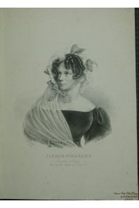 Porträt Portrait. Brustfigur mit dunklem schulterfreiem Kleid und Spitzen in den Haaren, linke Schulter mit Schleier. Lithographie von Kriehuber.