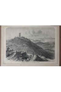 Insel Rügen, Der projectirte Arndt-Thurm auf dem Berge Rugard, Holzstich um 1870 mit Blick auf den Turm und die Ostsee dahinter, Blattgröße: 21, 5 x 30, 5 cm, reine Bildgröße: 19, 5 x 28, 5 cm.