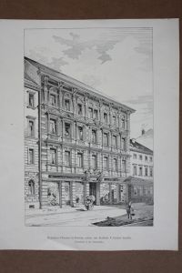 Wohnhaus Fleischer in Küstrin, Kostrzyn nad Odra, Holzstich um 1880 nach F. Gottlob, Blattgröße: 32, 5 x 25, 2 cm, reine Bildgröße: 30 x 18 cm.