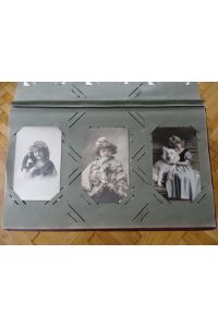 84 Postkarten in altem Album - Porträts - Portraits, Kinderporträts - Mädchen und Frauen porträts, romatische Portraits.   - umfangreiche schöne Sammlung von alten Foto-Postkarten.
