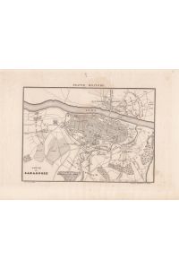 Belagerung Saragossa, Siege de Saragosse, Kupferstich um 1830 aus France Militaire, Blattgröße: 17, 5 x 27, 5 cm, reine Bildgröße: 12, 5 x 17 cm.