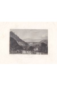 Cintra, Sintra, Lissabon, Gebirge, Stahlstich um 1850 mit schönem Fernblick, Blattgröße: 19, 5 x 29, 5 cm, reine Bildgröße: 12, 5 x 19 cm.
