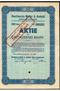 Rauchwaren-Walter & Arnhold AG (Pelzverarbeitung). Aktie 1000 Mark. 1923.
