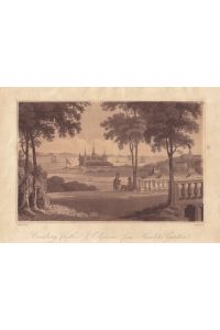 Cronborg Castle & Elsineur from Hamlets Garden, original Lithographie um 1845 von T. Medland nach J. Carr, Blattgröße: 18, 3 x 25, 5 cm, reine Bildgröße: 16 x 21 cm.