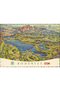 Bodensee, Reliefkarte des Bodensees, 395m über dem Meer