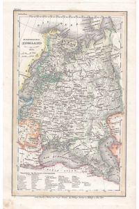 Europäisches Russland, altkolorierter Stahsltich um 1835, Blattgröße: 17, 5 x 11 cm, reine Bildgröße: 14 x 8, 5 cm.