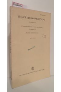 Beiträge zur Namensforschung  - Neue Folge * Band 15 (1980) Heft 2