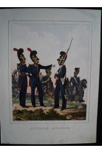 Militaria. Artillerie bavaroise. Original Lithographie von Dupuy à Metz