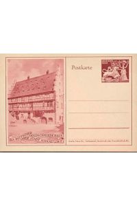 Postkarte Das Deutsche Goldschmiedehaus der Stadt Hanau.   - Mit aufgedruckter Briefmarke Deutsche Goldschmiedekunst. Wert 6 + 4.