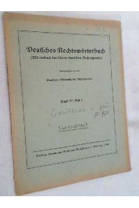Deutsches Rechtswörterbuch ; Band IV - Heft 8