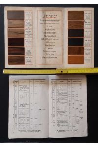 Holz - und Beiz-Farbenkatalog für Temde Beleuchtungskörper aus Holz