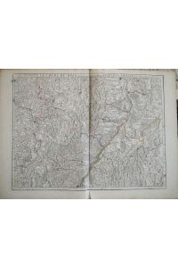 Le cours du Rhin depuis Strasbourg jusqua Worms et les pays adjacens. Original Kupferstichkarte, grenzkoloriert. Paris, um 1730. Blattgröße ca. 45, 5 x 75 cm.