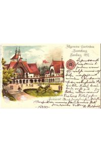 Ansichtskarte AK Allgemeine Gartenbau-Ausstellung 1897. Hauptausstellungsgebäude & Restaurant (Litho)