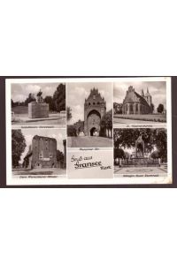 Ansichtskarte AK Gruß aus Gransee Mark (5 Motive) (Gefallenen-Ehrenhain, Ehem. Franziskaner Kloster, Ruppiner Tor, St. Marienkirche, Königin-Luise-Denkmal)