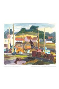 Hafen mit Fischerkutter - (Kunstdruck-Poster nach dem Aquarell von 1949)