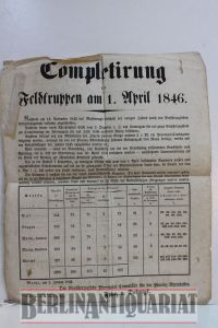 Completirung der Feldtruppen am 1. April 1846. 5. Januar.