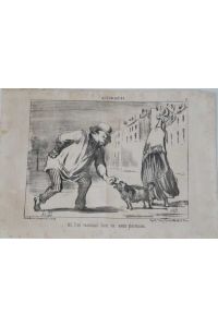 Karikatur-Honoré Daumier. Aktualites. Original Lithographie aus Charivari. ca. 1860