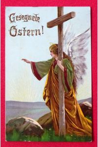 Ansichtskarte AK Gesegnete Ostern (Engel mit Kreuz)