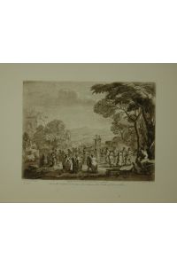 Landscape. From the original drawing in the collection of the Duke of Devonshire: The Israelites worshipping the Molten Calf. Aquatinta-Radierung in Sepia von Richard Earlom.