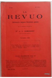 LA REVUO. Internacia monata literatura gazeto. 3. Jaro, No. 3 (27); Novembro 1908.