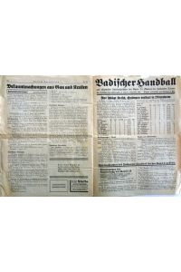 (Badischer Handball) 2-seitige Beilage der Badischen Turnzeitung Nr. 50 vom 15. 12. 1936.