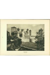 Kupfertiefdruck : Castello Issogne - Castello Fenis (Val d'Aosta)  - Stadtansichten.