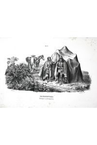 Patagonier / Patagon et Patagones.  - Patagonier Patagonians Patagonia Patagonien Paar couple Zent tent South America Südamerika Lithographie